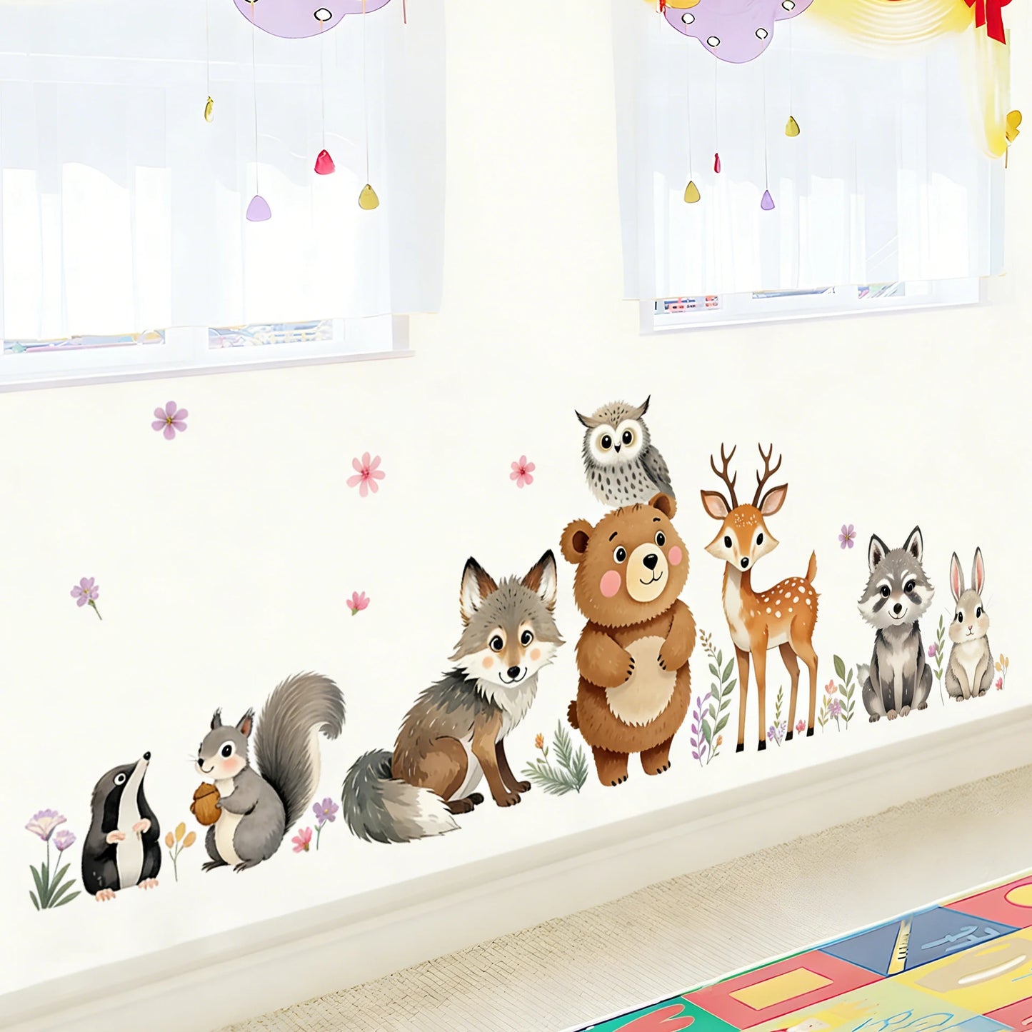 New Creative Cartoon Bear Wall Stickers Decorative Adhesive Decals for Living Room Bedroom Background Decoration