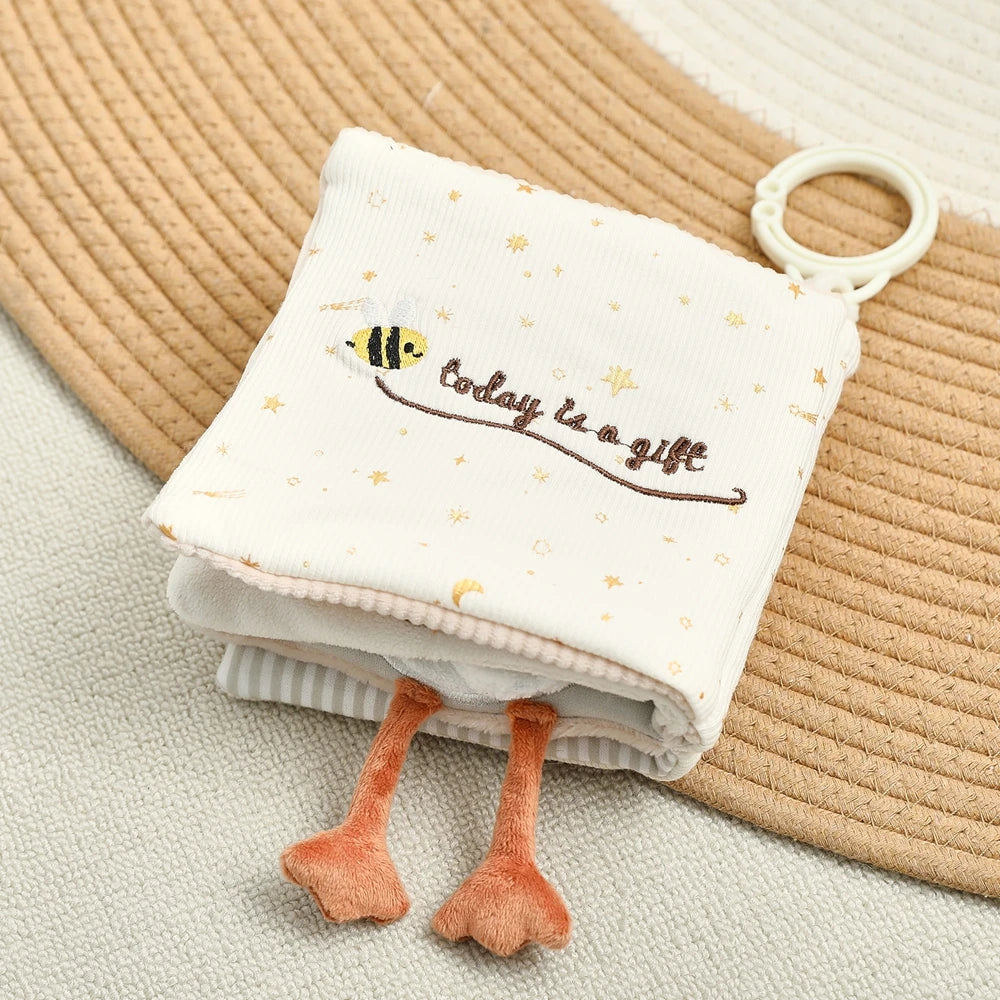 oft Baby Cloth Book with Bear & Goose, Sensory Crinkle Activity Book with Mirror, Teether, and Hanging Ring, Early Educational T
