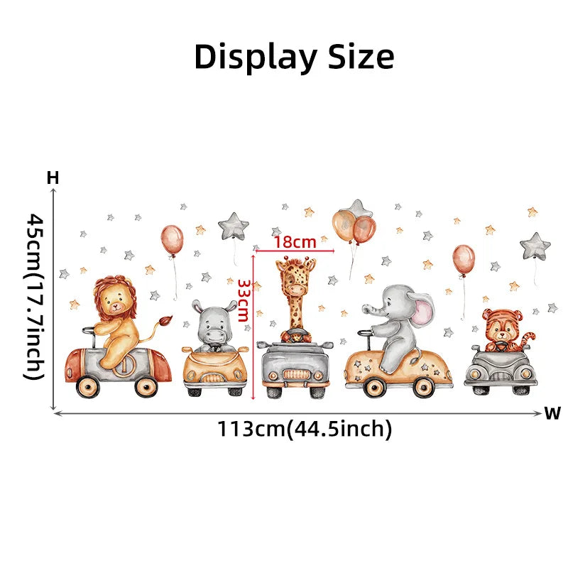 Cute Forest Animals Wall Stickers for Kids Rooms Children Boys Girls Baby Room Decoration Nursery Wallpaper Vinyl Elephant Lion