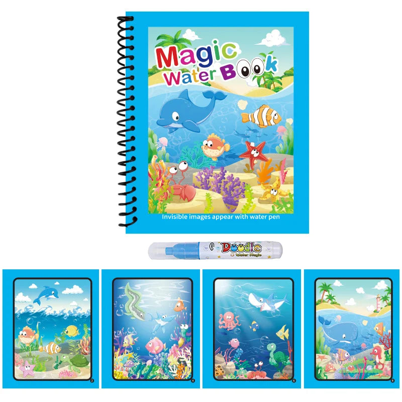 1PC Children Drawing Coloring Books Magic Water Drawing Book for Boys And Girls Gift Animal Cartoon Montessori Diy Painting Toys