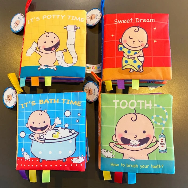 Baby Toys 0-12M Cloth Book Early Life Skills Learning Bath Potty Brush Teeth Cognitive Quiet Book Montessori Interactive Books