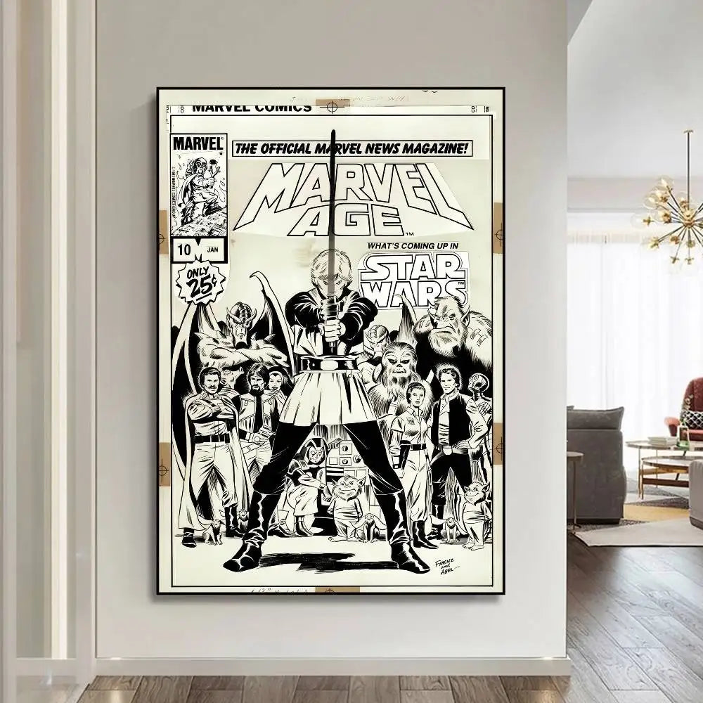 S-Star W-Wars Film Whitepaper Poster Fancy Wall Sticker For Living Room Bar Decoration Aesthetic Art Wall Painting