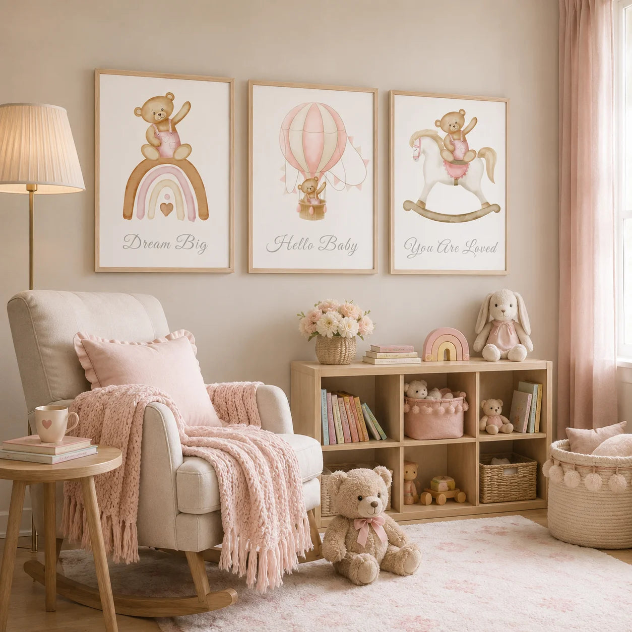 Nursery Inspirational Wall Art, Cute Teddy Bear Adventure Canvas Painting, Animal Poster Print for Baby, Toddler Kids Room Decor