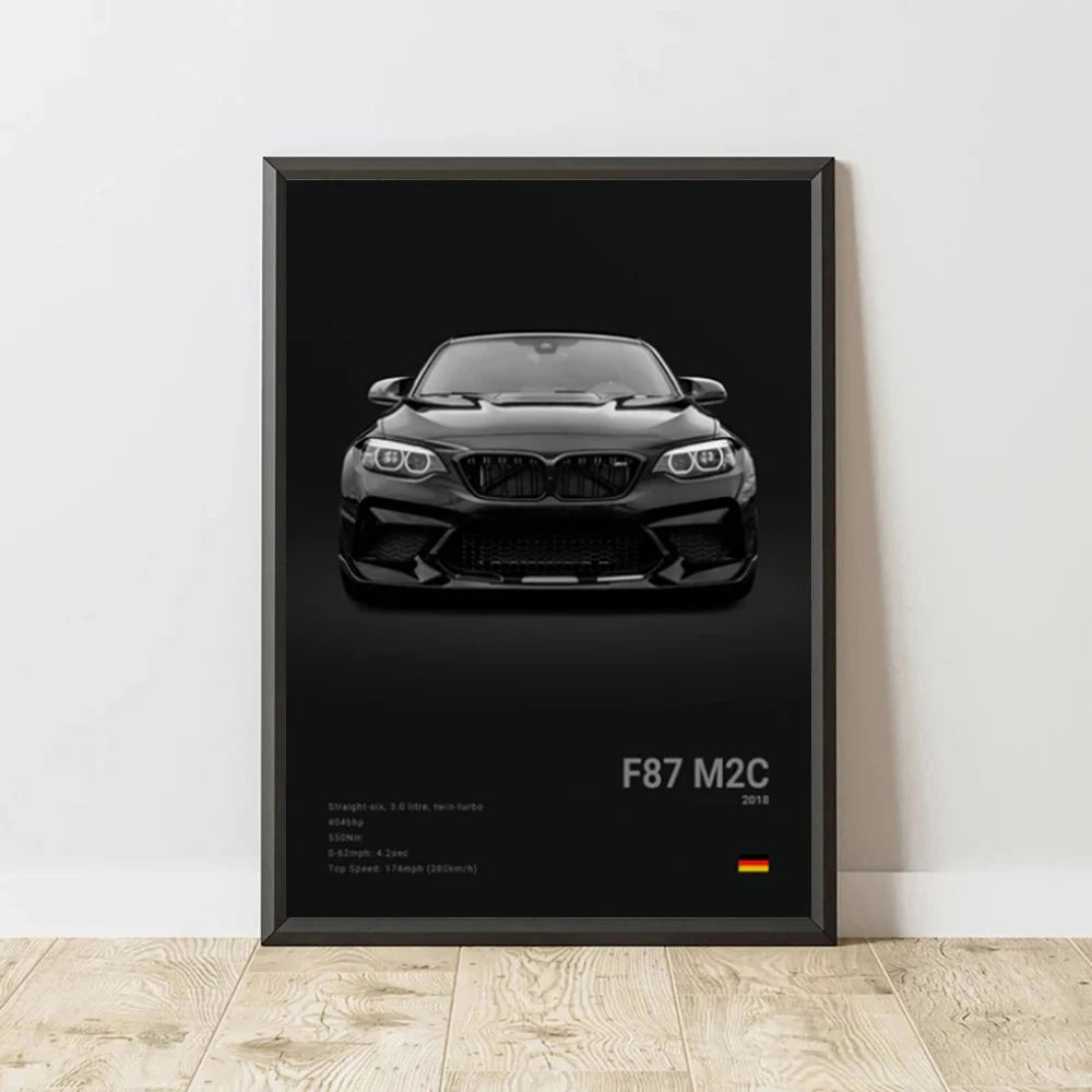 2-A1 Famous Cars G80 M3C Canvas Wall Art Print Poster E30 M3 Z8 Decorative Mural Modern Home Decor Birthday Gift Unframed