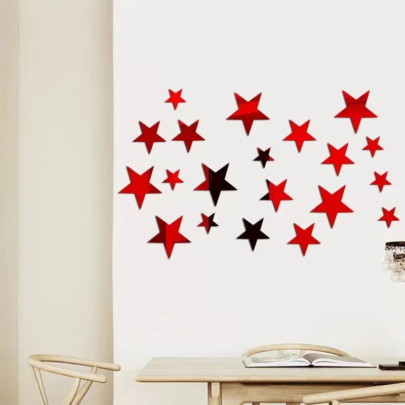 20pcs Acrylic Star Mirror Wall Sticker Cartoon Starry Wall Stickers For Kids Rooms Wall Decals Home Decor Cute Stars Art Mural