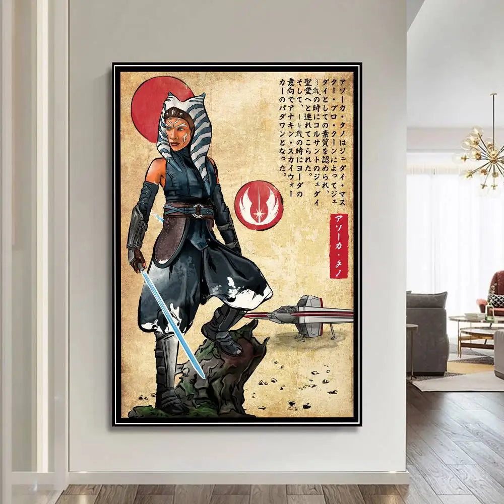 S-Star W-Wars Film Whitepaper Poster Fancy Wall Sticker For Living Room Bar Decoration Aesthetic Art Wall Painting