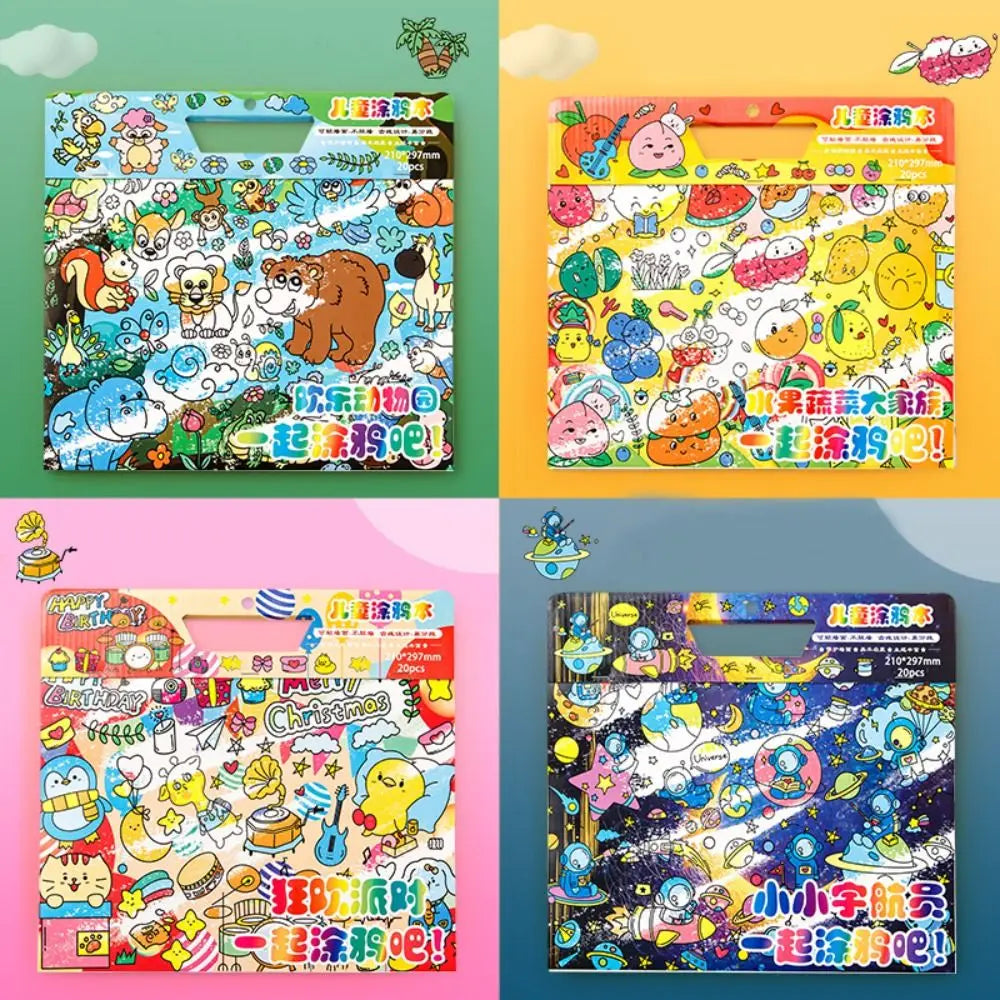 Funny Paper Children Coloring Activity Book Space Portable Color Filling Toy Educational Tearable Kids/Children/Toddler
