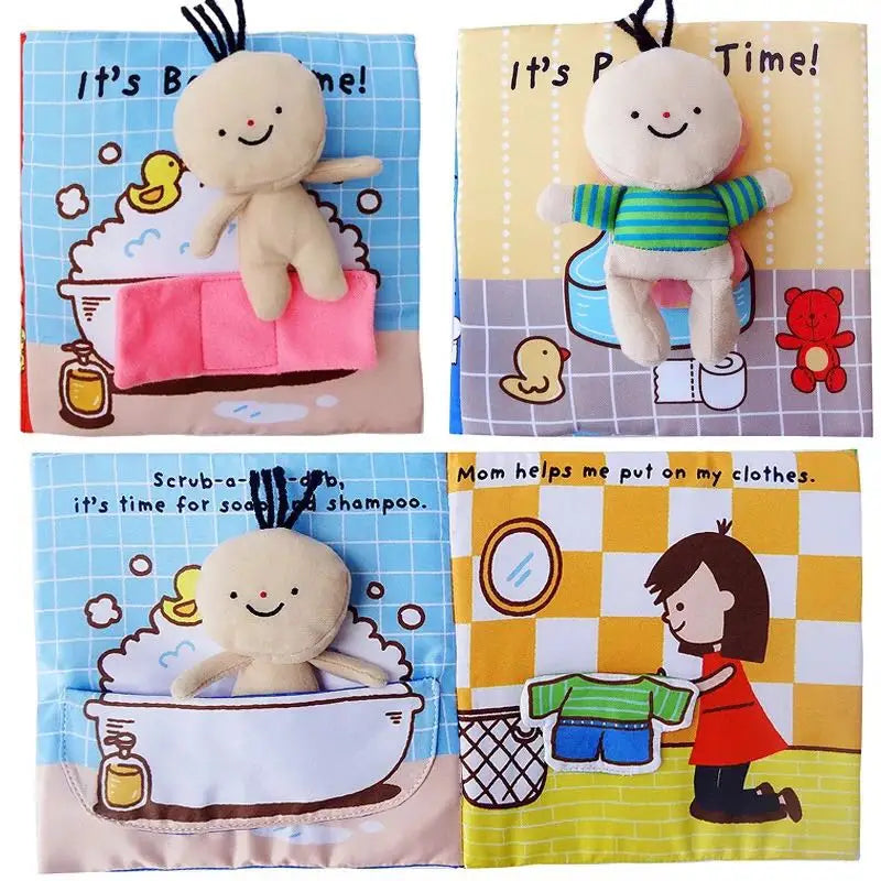 Baby Toys 0-12M Cloth Book Early Life Skills Learning Bath Potty Brush Teeth Cognitive Quiet Book Montessori Interactive Books