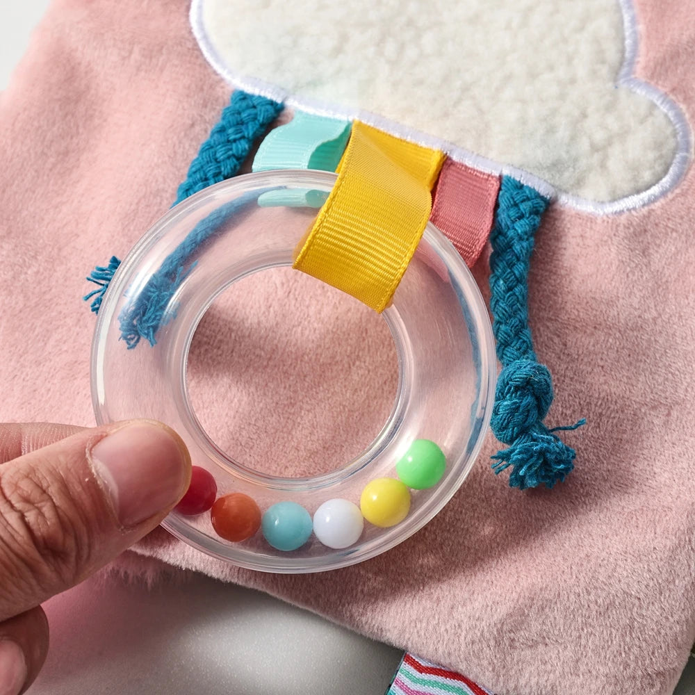 oft Baby Cloth Book with Bear & Goose, Sensory Crinkle Activity Book with Mirror, Teether, and Hanging Ring, Early Educational T