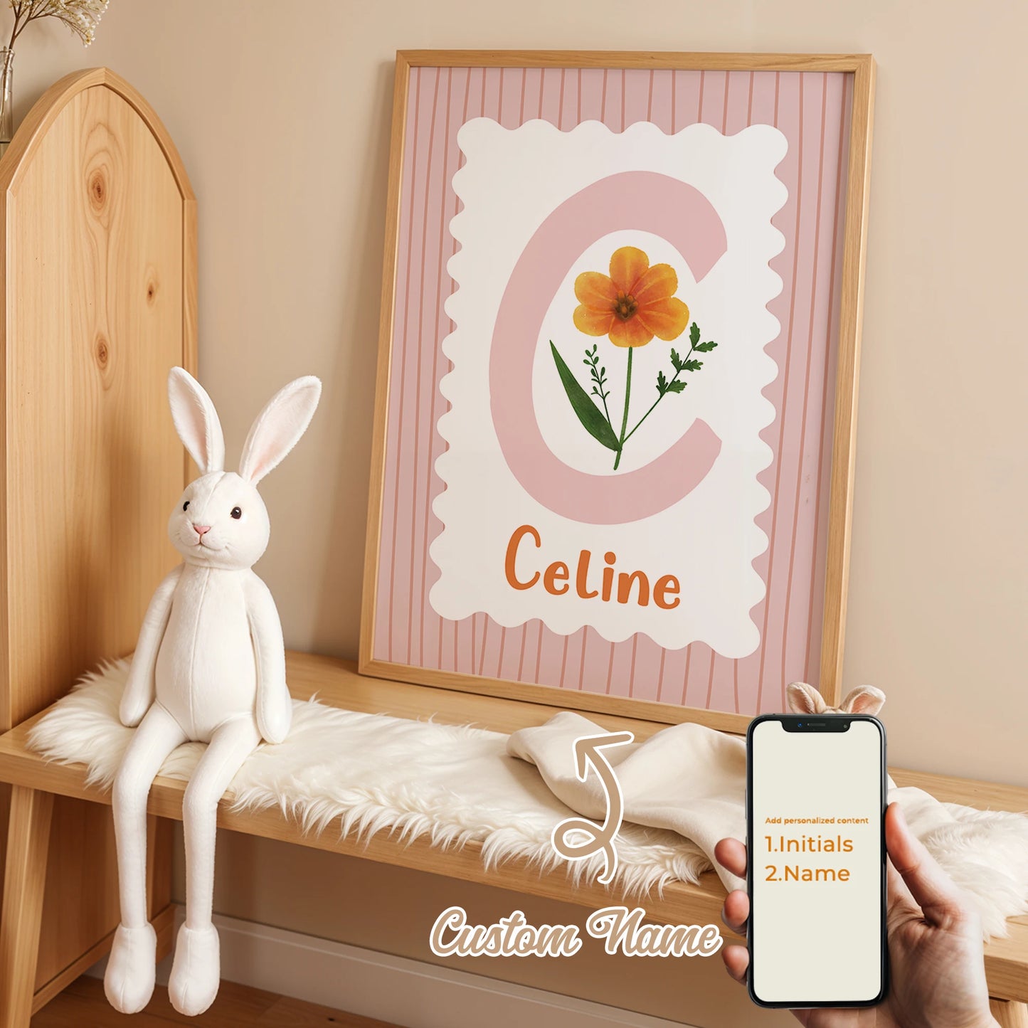 Personalized Custom Name Cartoon Child Stripe Wall Art Print Picture Canvas Poster Painting For Living Room Home Decor Gift