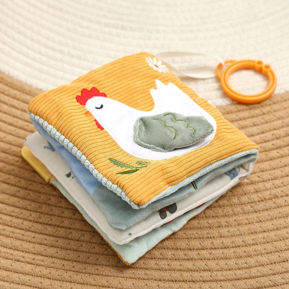 oft Baby Cloth Book with Bear & Goose, Sensory Crinkle Activity Book with Mirror, Teether, and Hanging Ring, Early Educational T