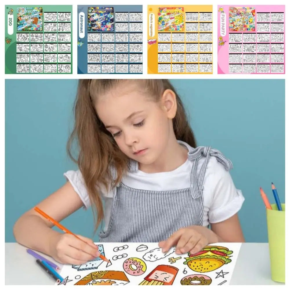 Funny Paper Children Coloring Activity Book Space Portable Color Filling Toy Educational Tearable Kids/Children/Toddler