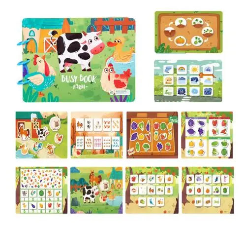 Toddler Quiet Book Montessori Activities 3D Puzzle Paste Matching Game Toy For Kid Educational Magic Tape Wooden Busy Books Toys