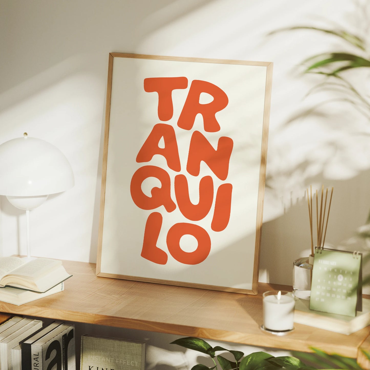 Boho Tranquilo Orange Cream Retro Typography Wall Art Print Canvas Painting Poster Picture For Living Room,Bedroom Home Decor