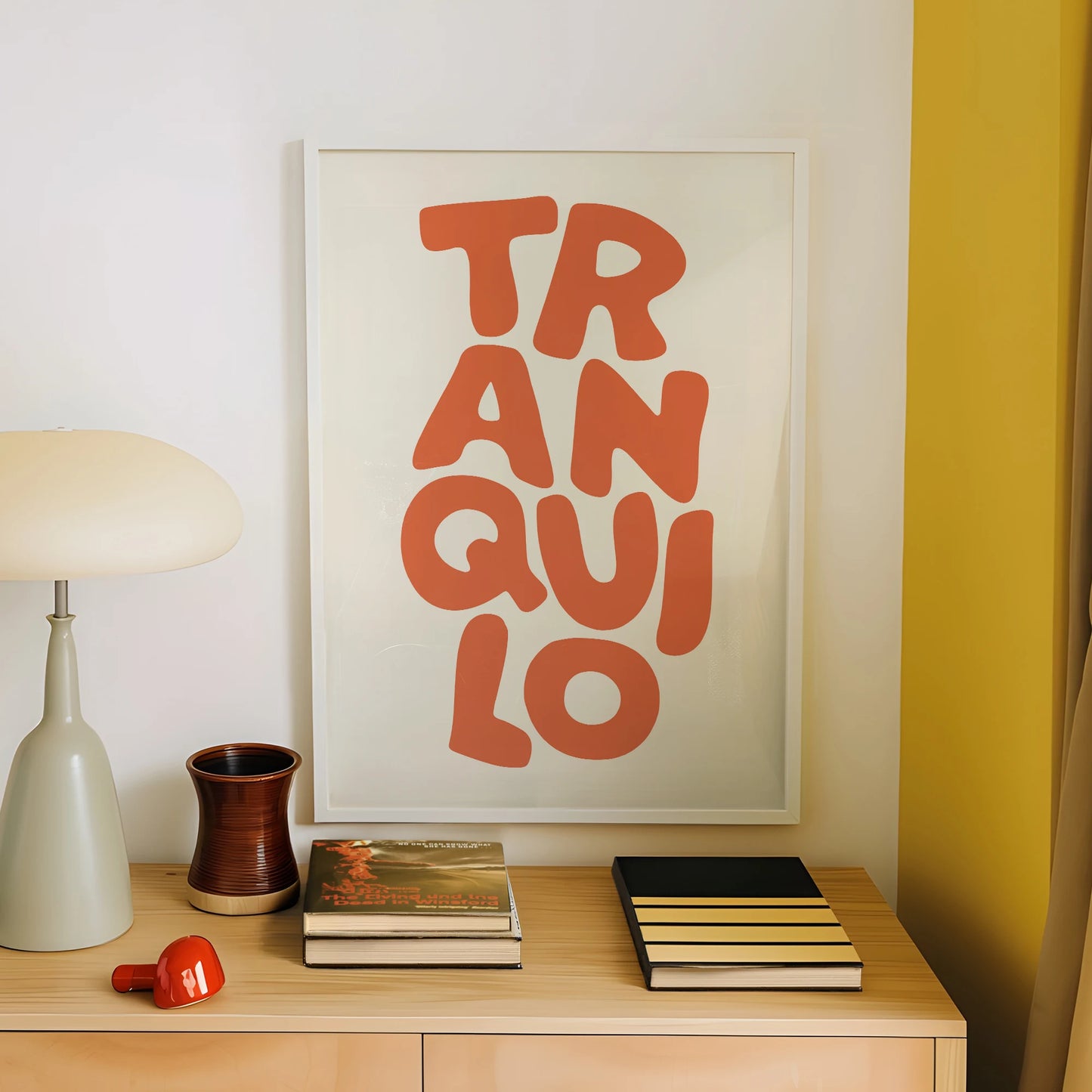 Boho Tranquilo Orange Cream Retro Typography Wall Art Print Canvas Painting Poster Picture For Living Room,Bedroom Home Decor