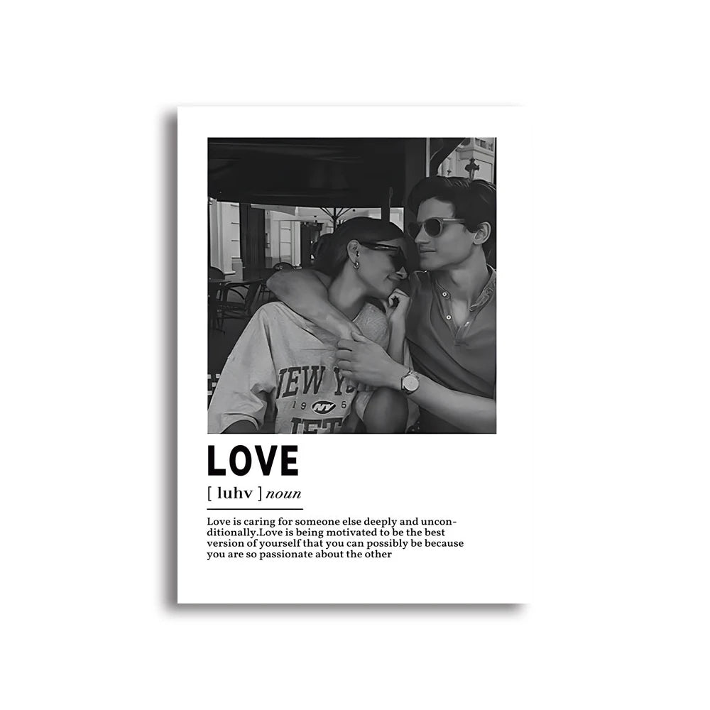 Unique Custom Black & White Decorative Painting Canvas Print Wedding Couple Wall Art Poster for Home Decor Valentine's Day Gift