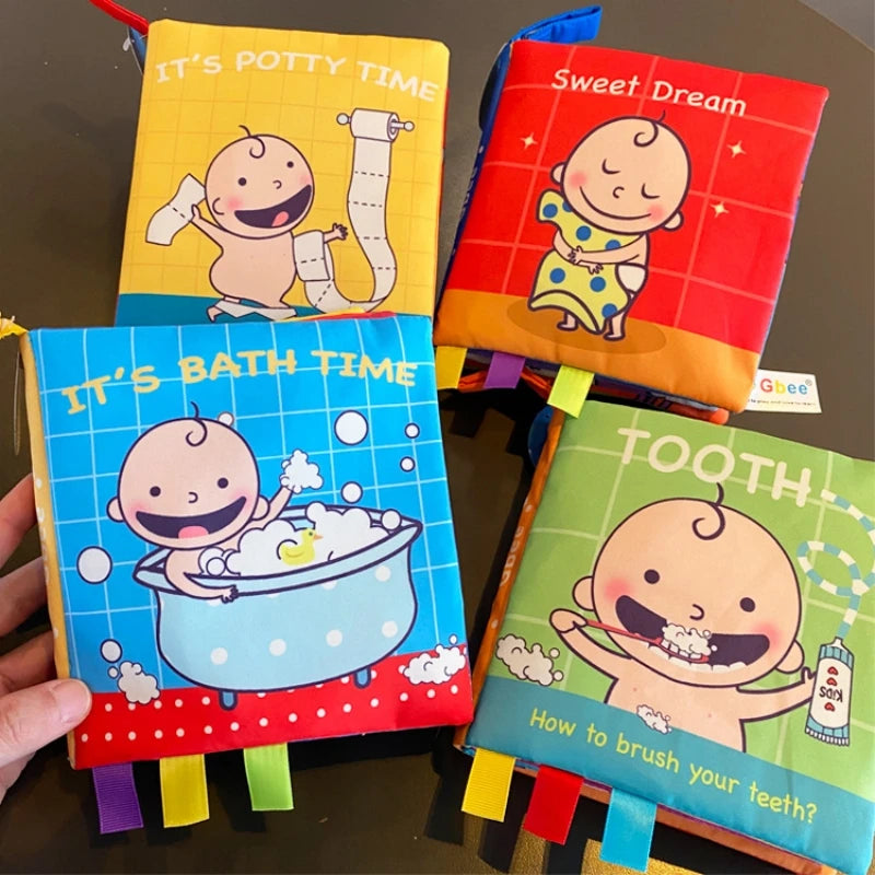 Baby Toys 0-12M Cloth Book Early Life Skills Learning Bath Potty Brush Teeth Cognitive Quiet Book Montessori Interactive Books