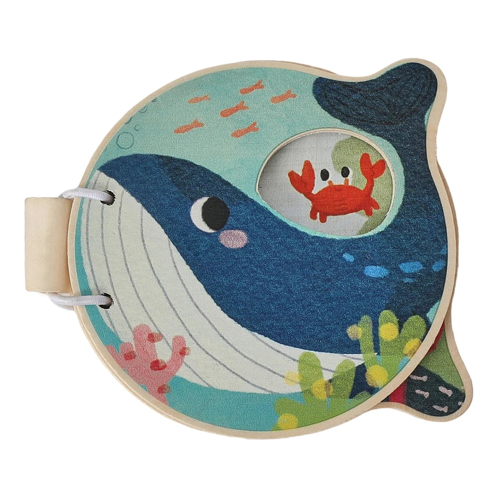 Baby Wooden Book Early Educational Toys Enlightenment Readings Montessori Marine Animals Illustration Cognitive Book for Toddler