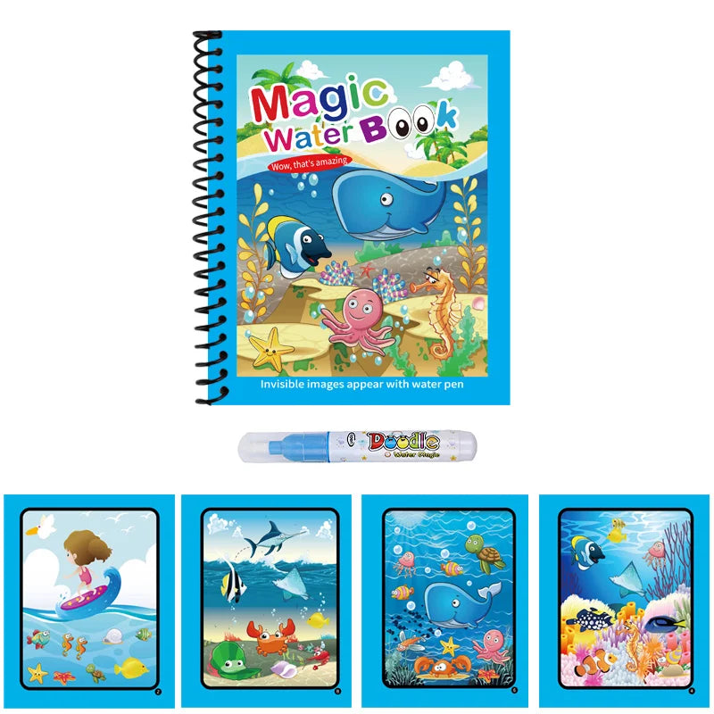 1PC Children Drawing Coloring Books Magic Water Drawing Book for Boys And Girls Gift Animal Cartoon Montessori Diy Painting Toys