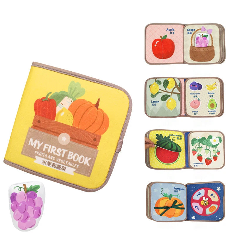 Toddler Sensory Activity Busy Book Durable Quiet Book Preschool Learn Toy Interactive Montessori Busy Book for Fine Motor Skills