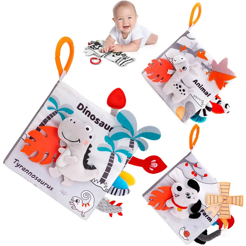 Soft Baby Books Toys 3D Touch and Feel Crinkle Cloth Books Babies Infant Kids Touch and Feel Crinkle for Infants Toddler Gifts