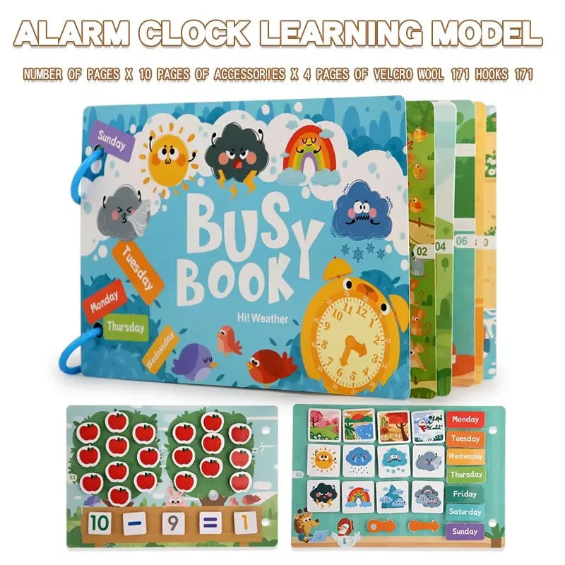 Toddler Quiet Book Montessori Activities 3D Puzzle Paste Matching Game Toy For Kid Educational Magic Tape Wooden Busy Books Toys