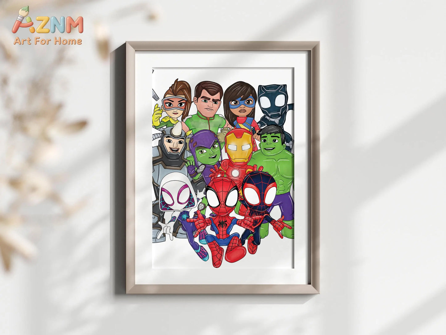 Spidey and Friends Wall Art – Superhero Kids Bedroom Print