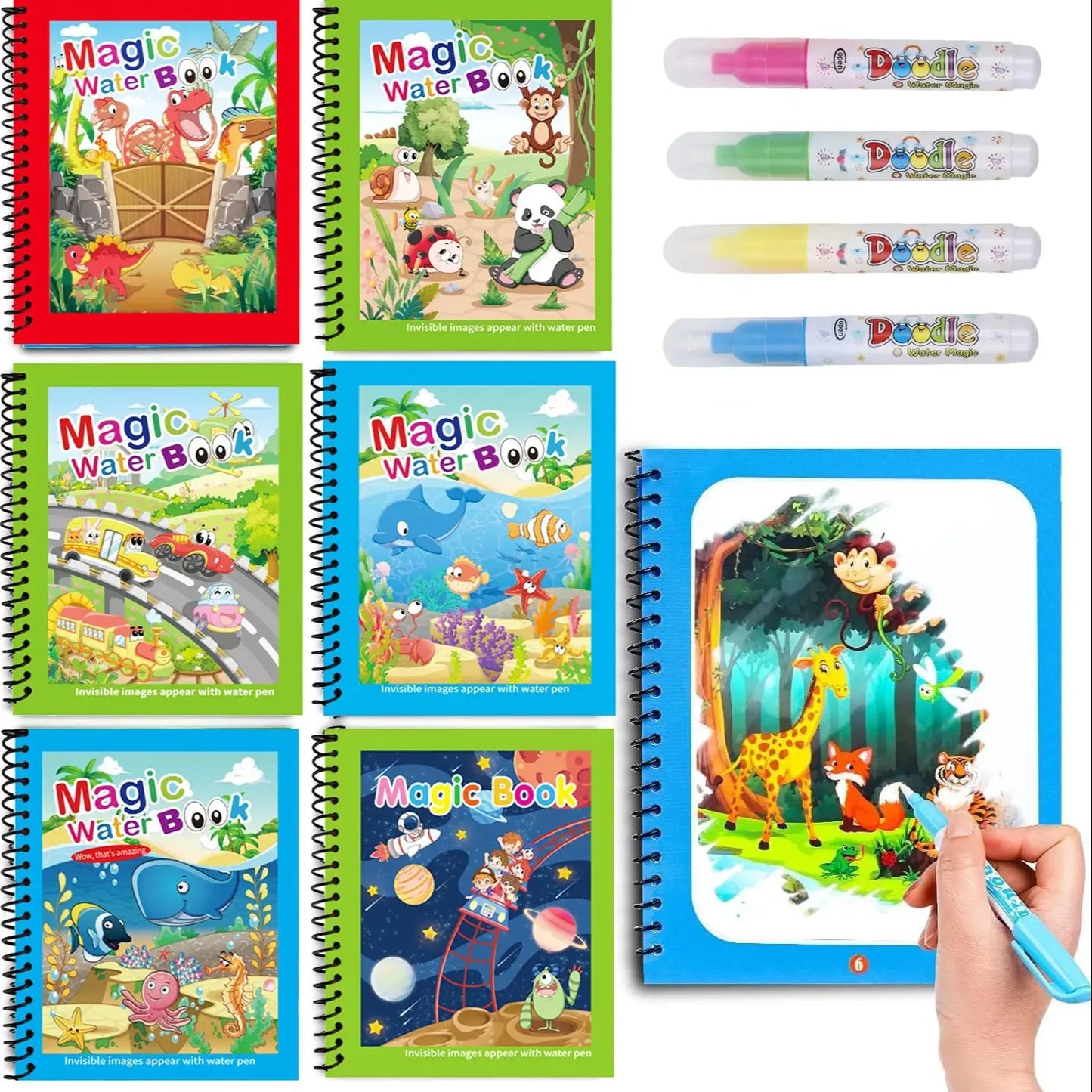 1PC Children Drawing Coloring Books Magic Water Drawing Book for Boys And Girls Gift Animal Cartoon Montessori Diy Painting Toys