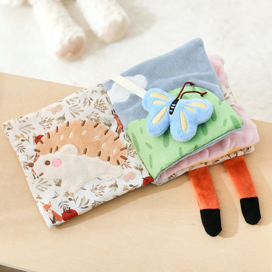 Baby Montessori Toys First Cloth Sensory Book Infant Cartoon Animal Cognitive Soft Books With Mirror Early Educational Toys