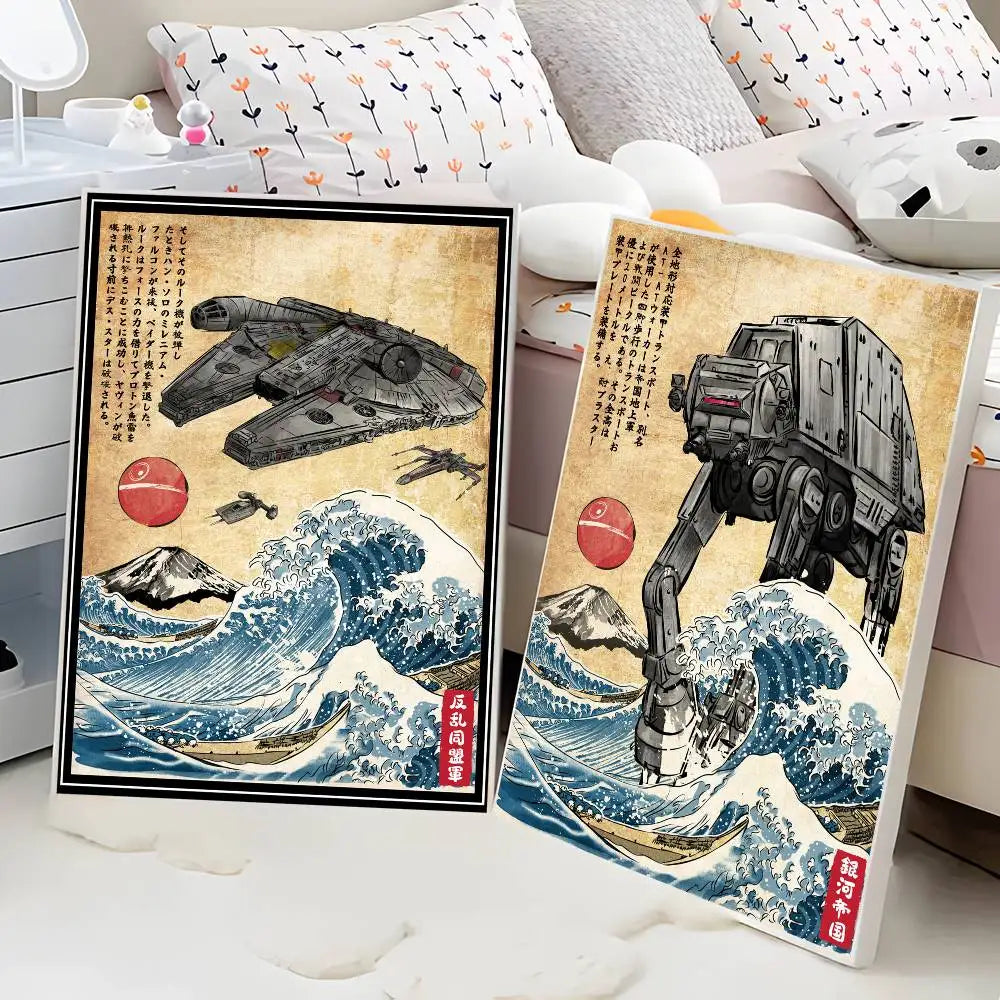 S-Star W-Wars Film Whitepaper Poster Fancy Wall Sticker For Living Room Bar Decoration Aesthetic Art Wall Painting