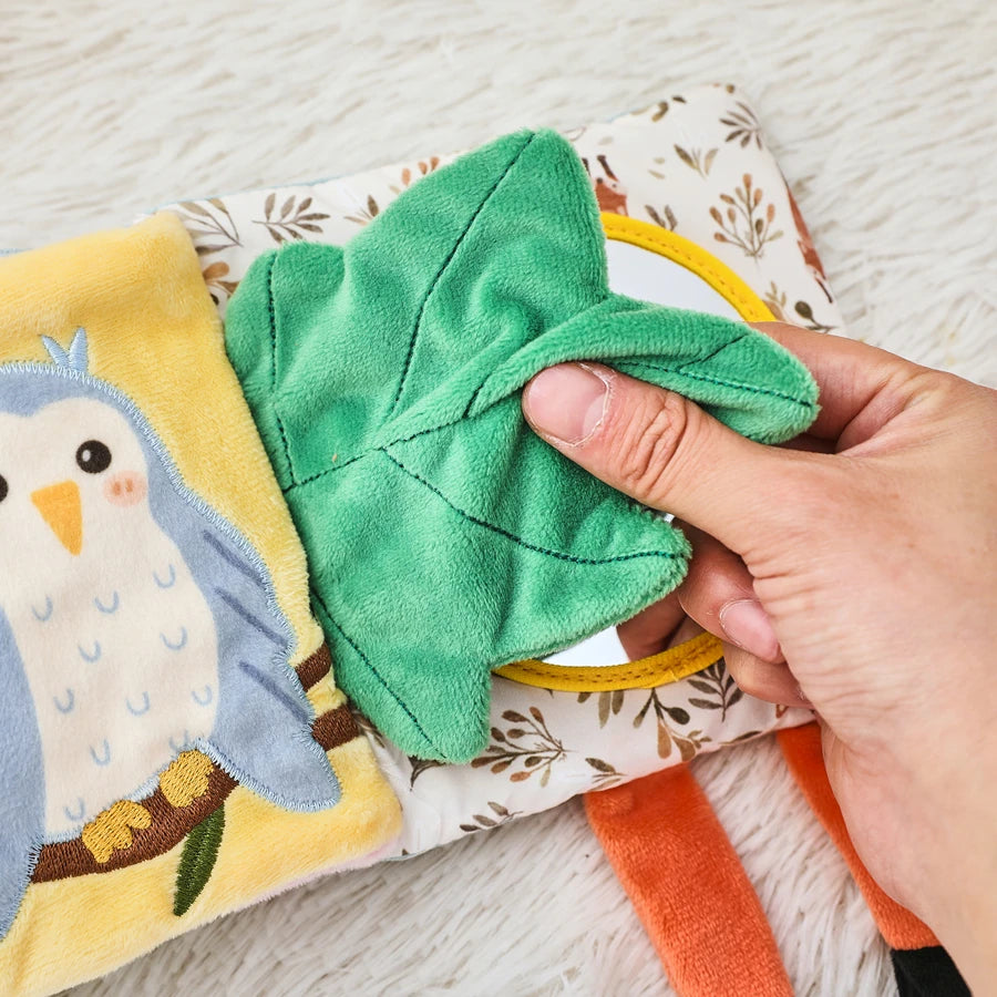 Baby Montessori Toys First Cloth Sensory Book Infant Cartoon Animal Cognitive Soft Books With Mirror Early Educational Toys
