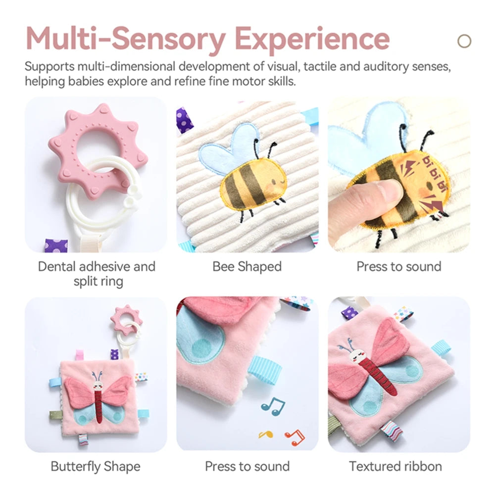Soft Baby Books toys Montessori 3D Touch Feel High Contrast Cloth Book Sensory Early Learning games for kids Educational toys