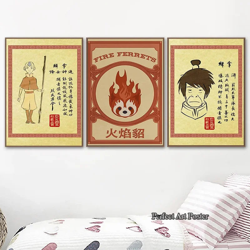 Avatar Last Airbender Wanted Poster Retro Cartoon Anime Canvas Painting Wall Art Pictures Prints Home Kids Room Decor Cuadros