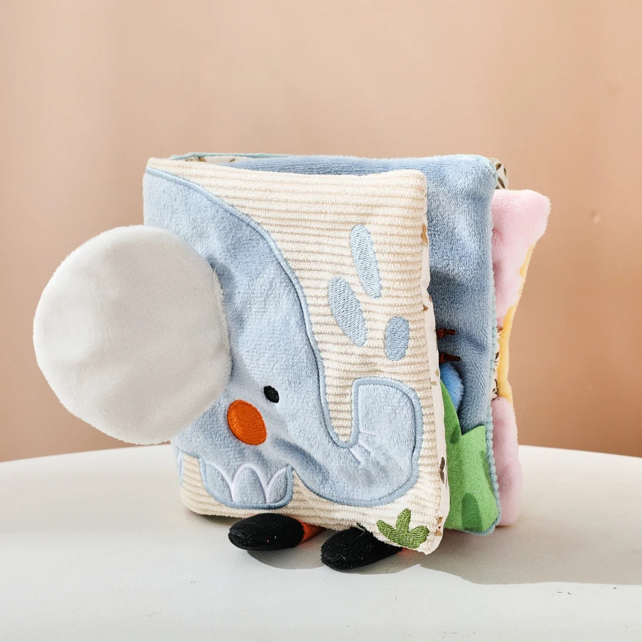 Baby Montessori Toys First Cloth Sensory Book Infant Cartoon Animal Cognitive Soft Books With Mirror Early Educational Toys