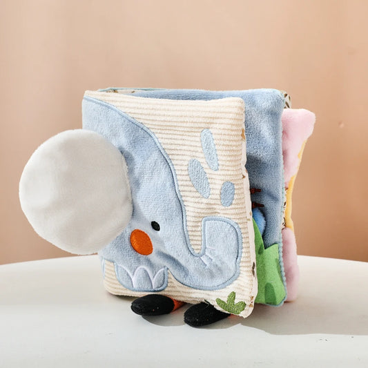 Baby Montessori Toys First Cloth Sensory Book Infant Cartoon Animal Cognitive Soft Books With Mirror Early Educational Toys