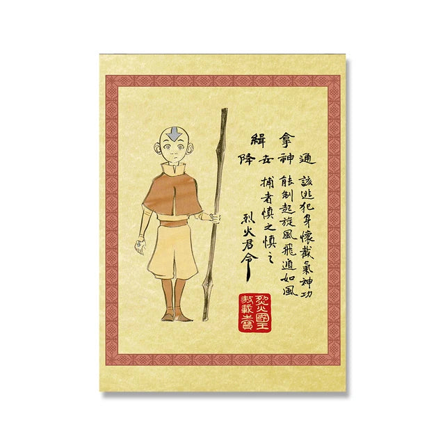 Avatar Last Airbender Wanted Poster Retro Cartoon Anime Canvas Painting Wall Art Pictures Prints Home Kids Room Decor Cuadros