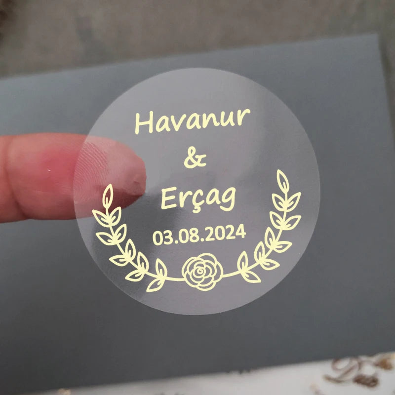 Custom Gold Foiled Stickers, Wedding, Birthday, Your Text, Thank You Labels, Baby Shower, Engagement, Invitation Seals.50 Pieces
