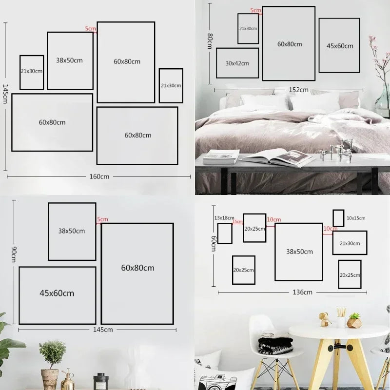 Digital art print sizes for wall decor: 21x30cm, 38x50cm, 45x60cm, 60x80cm — perfect for bedrooms & living spaces