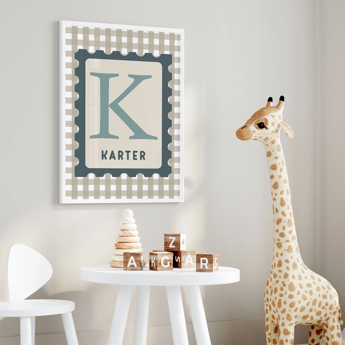 Personalized Custom Name Cartoon Child Stripe Wall Art Print Picture Canvas Poster Painting For Living Room Home Decor Gift