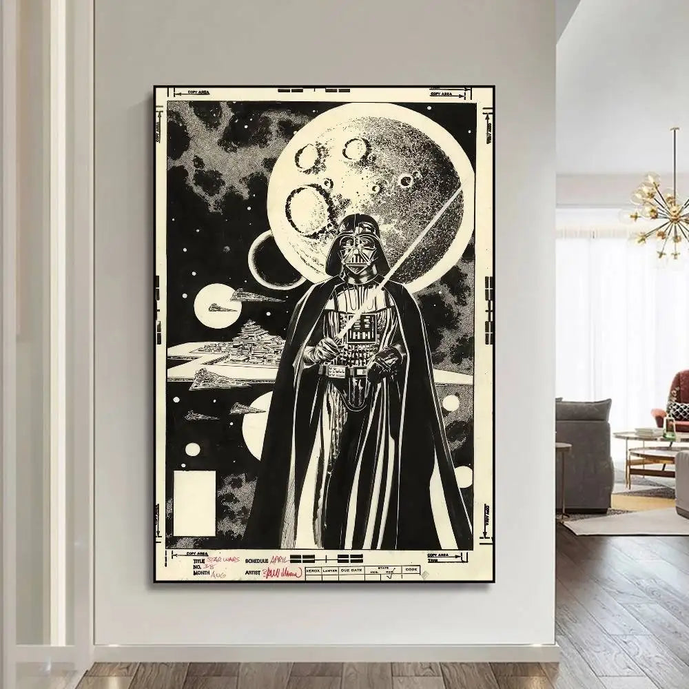 S-Star W-Wars Film Whitepaper Poster Fancy Wall Sticker For Living Room Bar Decoration Aesthetic Art Wall Painting