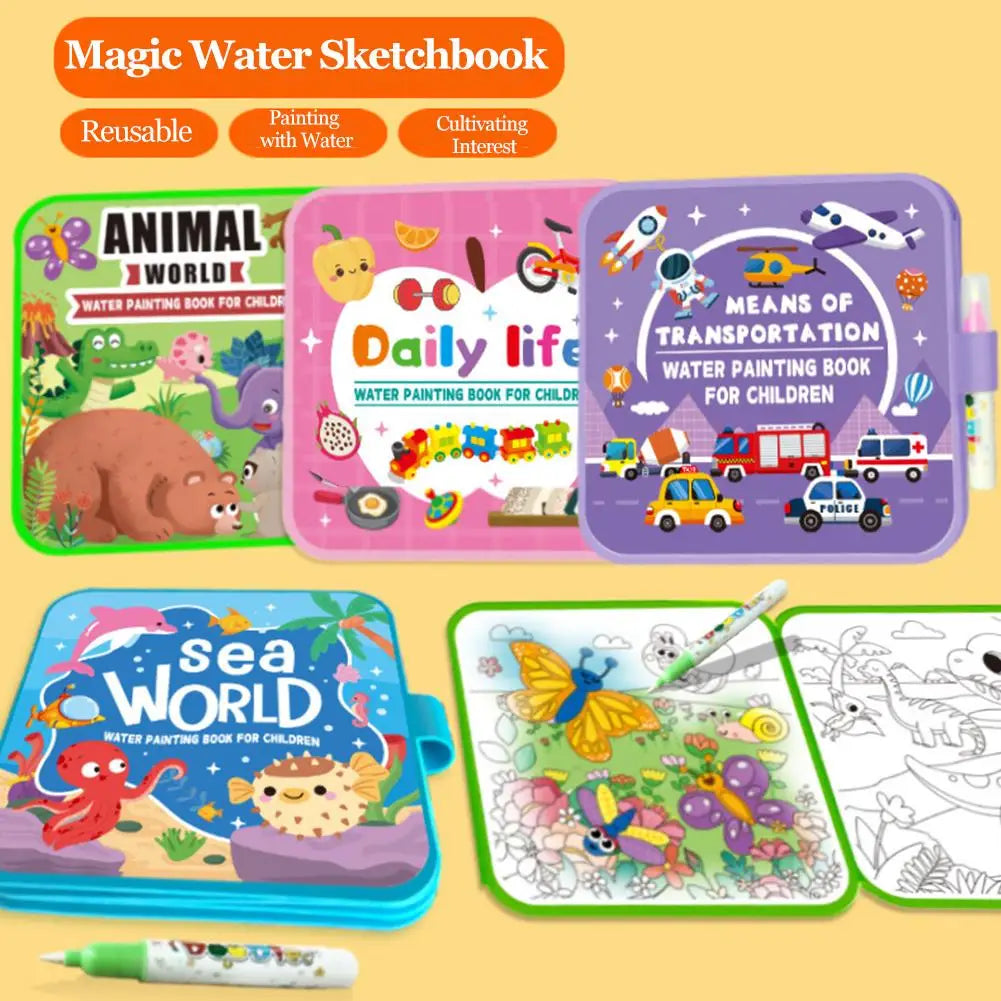 DIY Magic Water Drawing Book for Kids Early Education Doodle Coloring Book Birthday & Holiday Gift Creative Fun Activity Bo Q8Z7