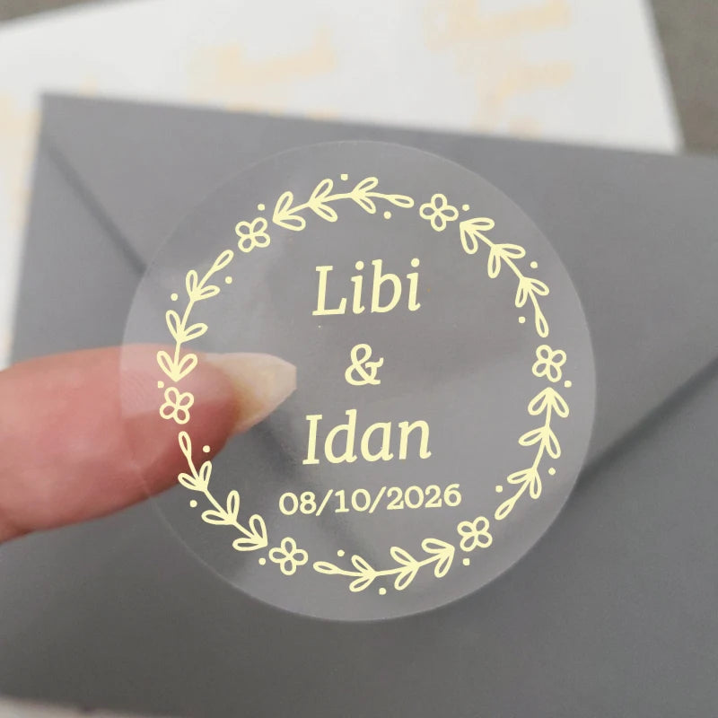 Custom Gold Foiled Stickers, Wedding, Birthday, Your Text, Thank You Labels, Baby Shower, Engagement, Invitation Seals.50 Pieces