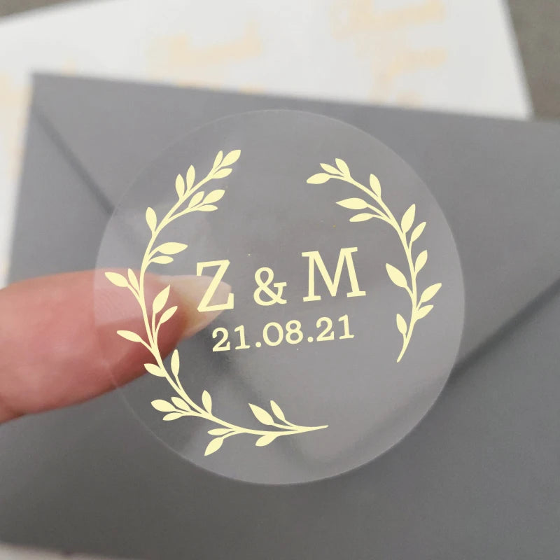Custom Gold Foiled Stickers, Wedding, Birthday, Your Text, Thank You Labels, Baby Shower, Engagement, Invitation Seals.50 Pieces