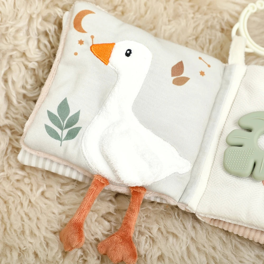 oft Baby Cloth Book with Bear & Goose, Sensory Crinkle Activity Book with Mirror, Teether, and Hanging Ring, Early Educational T