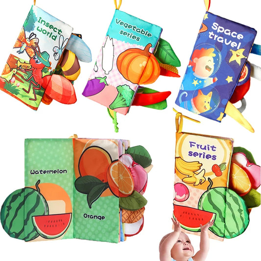 Baby Cloth Book for Children Fun Interactive Toys 0-3 Years Infant Early Education Toys Soft Tail Cloth Book Sensory Baby Toys