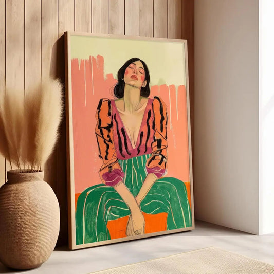 Abstract Retro Girl Print
