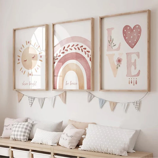 Set of 3 Boho Rainbow Nursery Art Prints