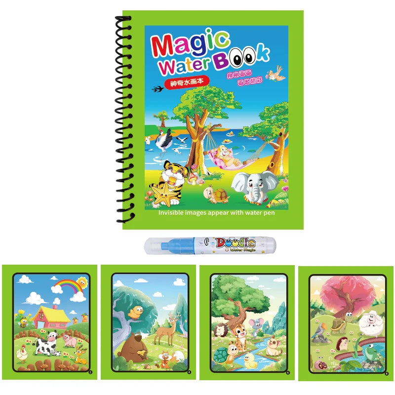 1PC Children Drawing Coloring Books Magic Water Drawing Book for Boys And Girls Gift Animal Cartoon Montessori Diy Painting Toys