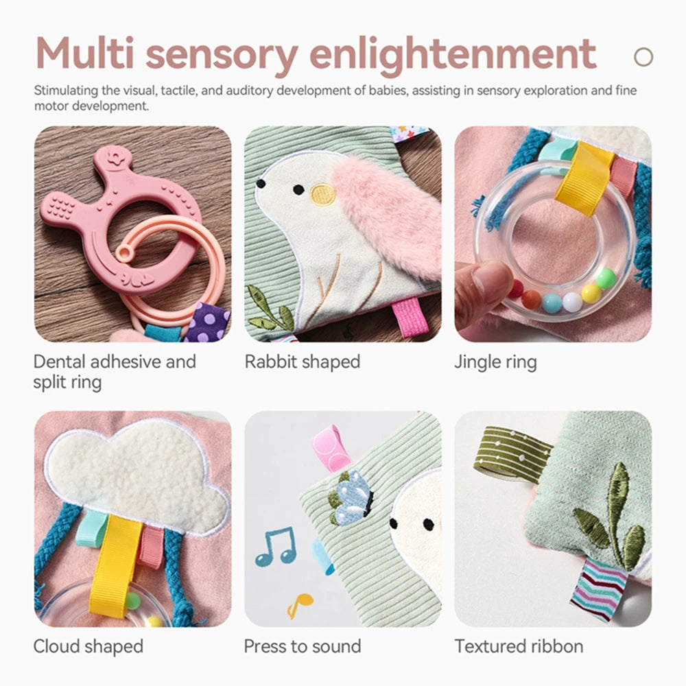 Soft Baby Books toys Montessori 3D Touch Feel High Contrast Cloth Book Sensory Early Learning games for kids Educational toys