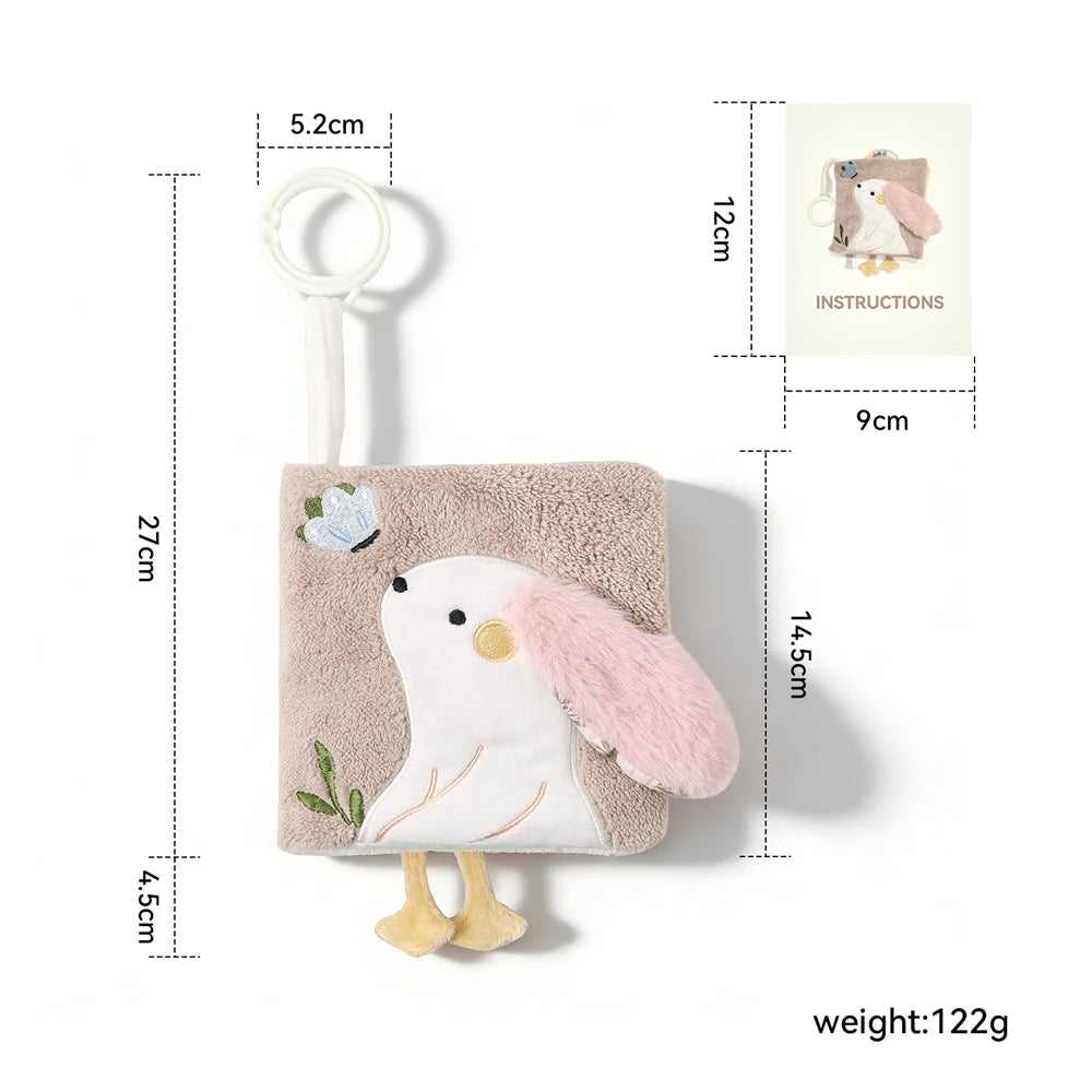 oft Baby Cloth Book with Bear & Goose, Sensory Crinkle Activity Book with Mirror, Teether, and Hanging Ring, Early Educational T